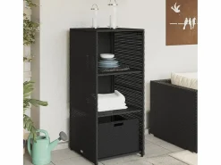 Outlet Garden Furniture Ylira Armario de almacenaje de jardín ratán PE 50x55x115 cm Negro
