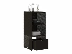 Outlet Garden Furniture Ylira Armario de almacenaje de jardín ratán PE 50x55x115 cm Negro