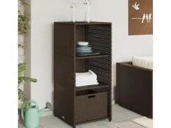 Garden Furniture Ylira Armario de almacenaje de jardín ratán PE marrón 50x55x115 cm Marru00f3n
