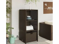 Garden Furniture Ylira Armario de almacenaje de jardín ratán PE marrón 50x55x115 cm Marru00f3n