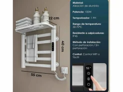 Outlet Yoevu - Toallero eléctrico Wi-Fi 100W , pantalla LCD táctil, contro WIFI y Alexa Toallero Eléctrico