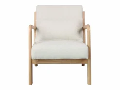 Hot ZACK-Sillón en tejido Ecru y madera natural Sillón Escandinavo