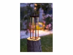 Sale Zafferano - Farol solar para el hogar de 2 LED, 37,3 cm, lámpara de pared y mesa de 2 W con batería y sensor crepuscular - Corten Iluminación Exterior|Energía Solar