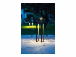 Sale Zafferano - Farol solar para el hogar de 2 LED, 37,3 cm, lámpara de pared y mesa de 2 W con batería y sensor crepuscular - Corten Iluminación Exterior|Energía Solar