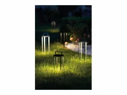 Zafferano - Farol solar para el hogar con 2 LED, 37,3 cm, lámpara de pared y mesa de 2 W a batería con sensor crepuscular, color salvia