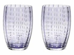 Zafferano Perle Glass colores mezclados 2 - Vidrio coloreado soplado, 32 cl, hecho a mano - Juego de 6 vasos artesanales para agua o cócteles Multicolor