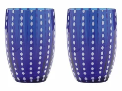 Zafferano Perle Glass mix colours 1 - Vidrio coloreado soplado, 32 cl, hecho a mano - Juego de 6 vasos artesanales para agua o cócteles