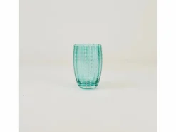 Zafferano Perle Green Glass - Vidrio soplado a boca de color, 32 cl, hecho a mano - Juego de 2 vasos artesanales para agua o cócteles Vaso