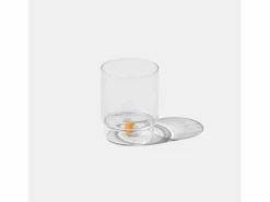 Discount Zafferano Teca Frutta - Juego de 6 Vasos de Vidrio Borosilicato con Pera - Vaso de 35 cl con Doble Fondo Decorado a Mano, Fácilmente Lavable Vaso