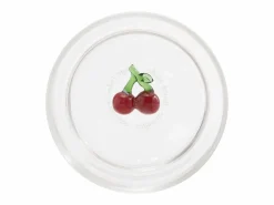 Zafferano Teca Frutta - Juego de 6 Vasos de Vidrio Borosilicato con Cerezas - Vaso de 35 cl con Doble Fondo Decorado a Mano, Fácilmente Lavable