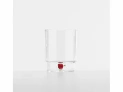 Zafferano Teca Frutta - Juego de 6 Vasos de Vidrio Borosilicato con Manzana - Vaso de 35 cl Doble Fondo Decorado a Mano, Fácilmente Lavable