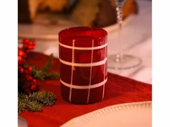 Zafferano Twiddle - Juego de 6 vasos de vidrio soplado rojo, 35 cl - Vasos artesanales con decoración blanca, aptos para lavavajillas