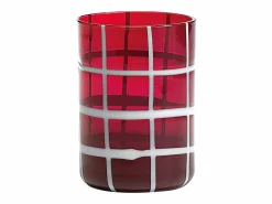 New Zafferano Twiddle - Juego de 6 vasos de vidrio soplado de colores, 35 cl - Vasos artesanales con decoración blanca, aptos para lavavajillas Vaso