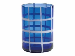 New Zafferano Twiddle - Juego de 6 vasos de vidrio soplado de colores, 35 cl - Vasos artesanales con decoración blanca, aptos para lavavajillas Vaso