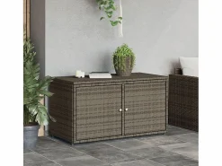 Hot Garden Furniture Zandar Armario de almacenaje de jardín ratán PE 110x55x60,5 cm Gris