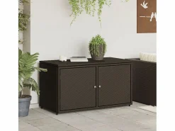 Garden Furniture Zandar Armario de almacenaje de jardín ratán PE marrón 110x55x60,5 cm
