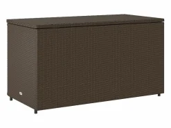 Garden Furniture Zandar Armario de almacenaje de jardín ratán PE marrón 110x55x60,5 cm