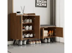 ModernLuxe Zapatero - con banco y 4 puertas - Marrón