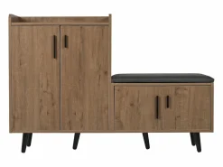ModernLuxe Zapatero - con banco y 4 puertas - Marrón