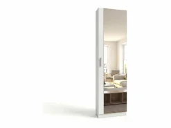Sale Zapatero alto de 1 puerta con espejo en blanco brillo 180x50 cm Roma Blanco Brillo Zapatero|Mueble De Almacenaje