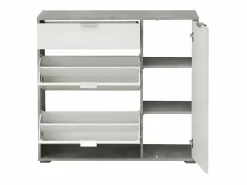 Discount Zapatero ARIETTA - 2 puertas abatibles - Blanco y cemento Zapatero|Mueble De Almacenaje