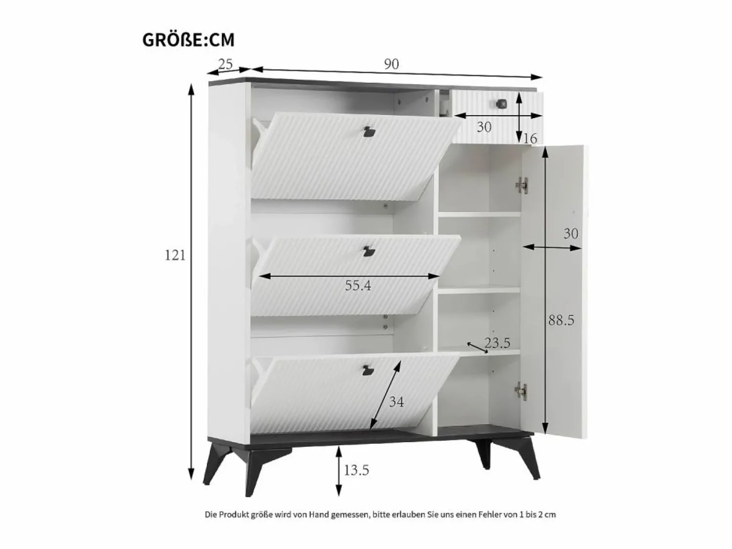 OKWISH Zapatero con 3 puertas, 1 cajón y 1 puerta, estilo moderno, ideal para la entrada o el salón