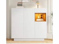 Zapatero con iluminación LED - Zapatero de 3 puertas y 1 cajón - Estantes regulables Zapatero|Mueble De Almacenaje