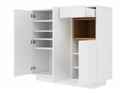 Zapatero con iluminación LED - Zapatero de 3 puertas y 1 cajón - Estantes regulables Zapatero|Mueble De Almacenaje