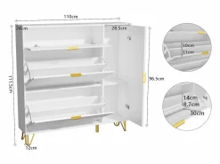 Zapatero de 3 puertas abatibles y 1 puerta, con estantes regulables, 110 x 24 x 118,5 cm