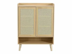 New Zapatero color natural con 2 puertas de ratán, tiradores y patas de madera Zapatero