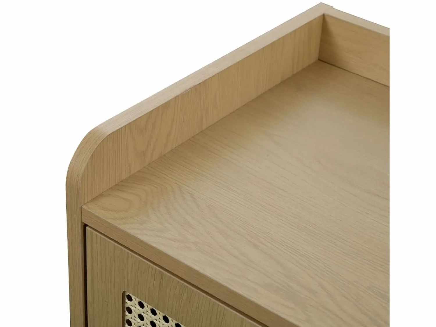 New Zapatero color natural con 2 puertas de ratán, tiradores y patas de madera Zapatero