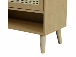 New Zapatero color natural con 2 puertas de ratán, tiradores y patas de madera Zapatero