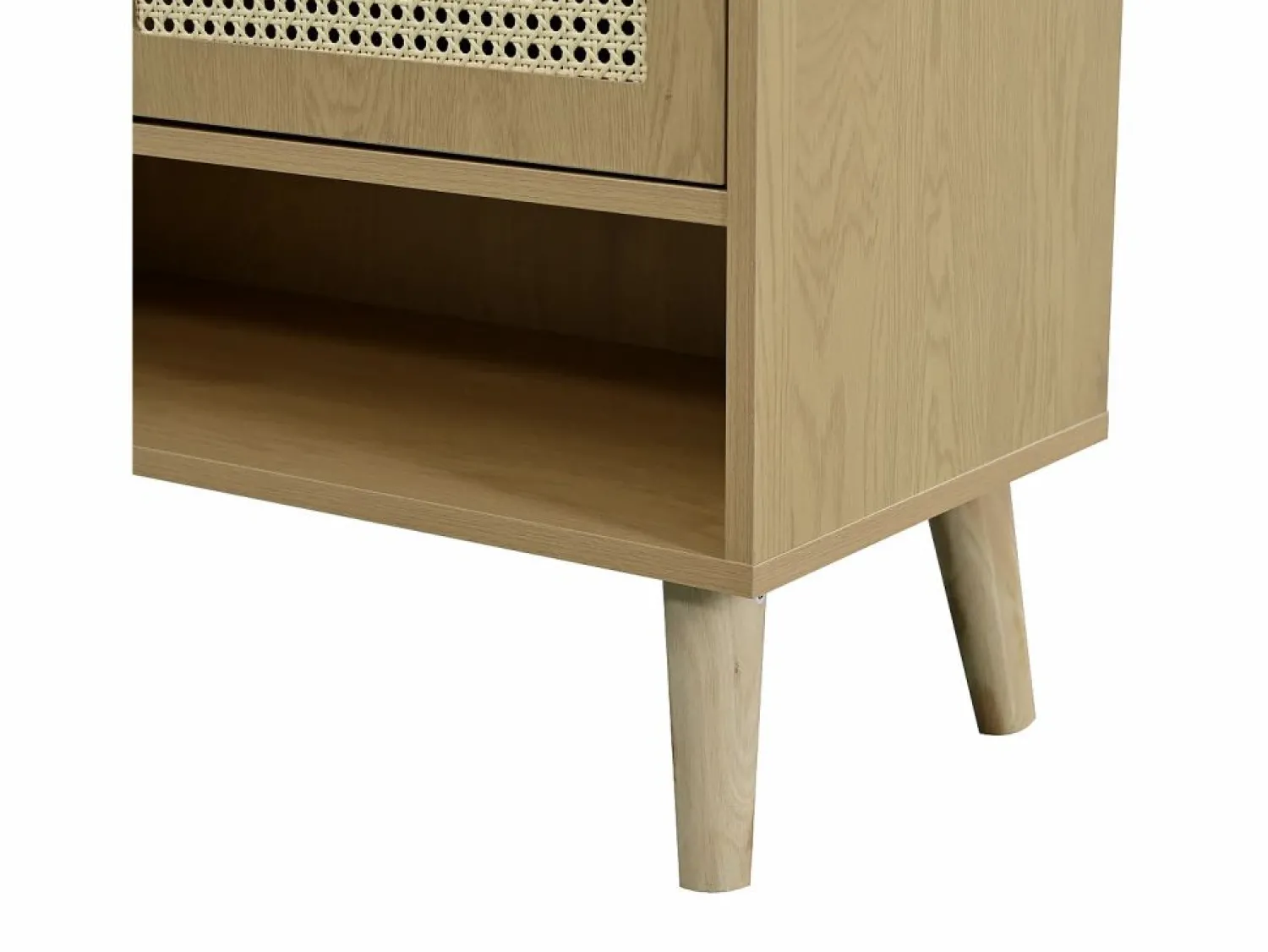 New Zapatero color natural con 2 puertas de ratán, tiradores y patas de madera Zapatero