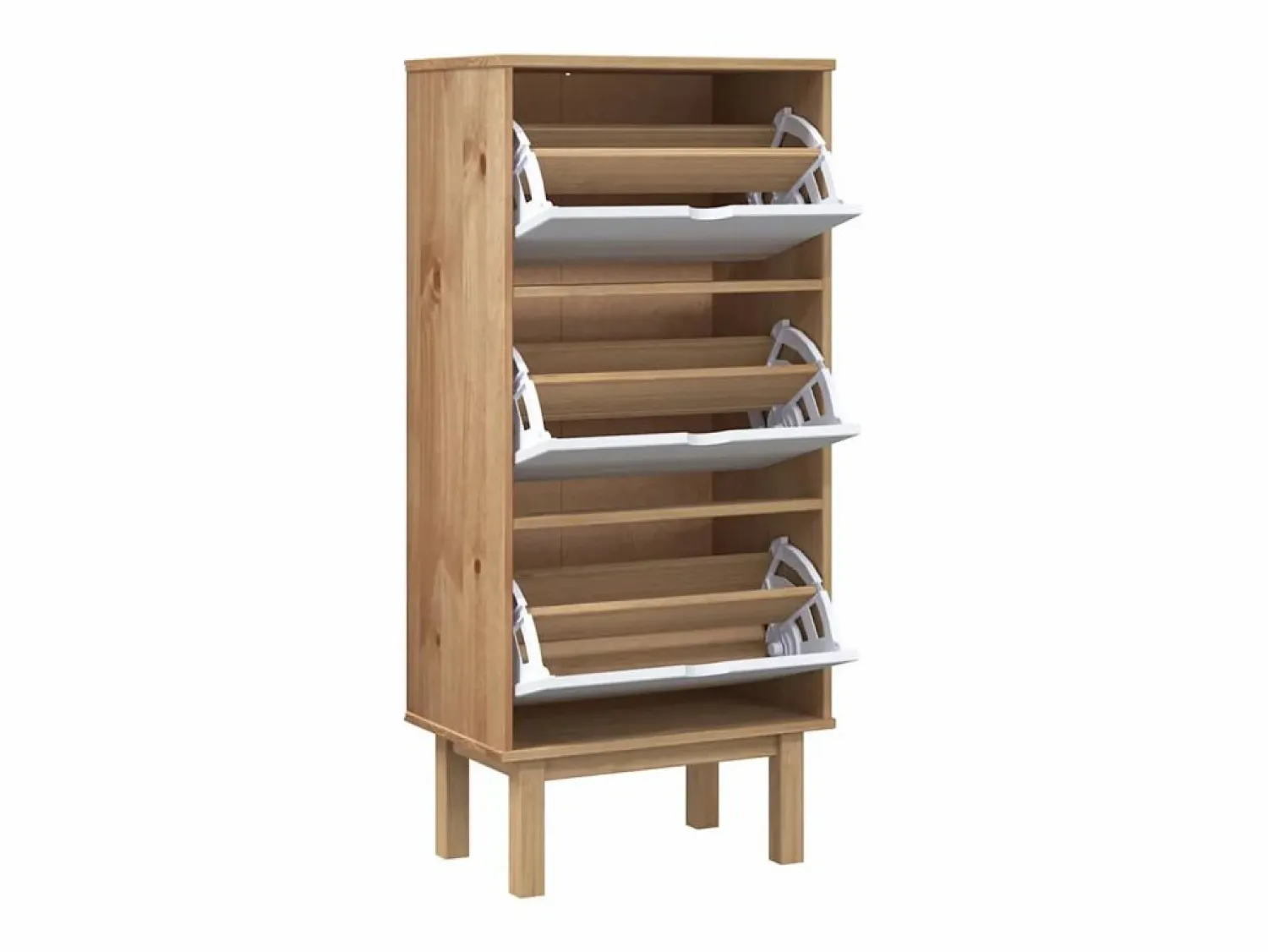 Discount Zapatero con 3 cajones Madera de pino marrón y Zapatero|Mueble De Almacenaje