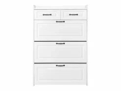 Hauss Spole Zapatero con 2 cajones y 3 puertas - Tiradores negros - Madera blanca