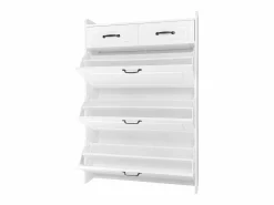 Hauss Spole Zapatero con 2 cajones y 3 puertas - Tiradores negros - Madera blanca