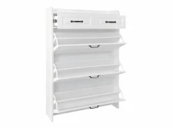 Hauss Spole Zapatero con 2 cajones y 3 puertas - Tiradores negros - Madera blanca