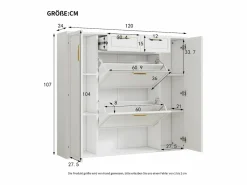 Online Zapatero con 2 cajones y 4 puertas - 120x24x107 cm Zapatero|Mueble De Almacenaje