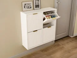 Vente-unique Zapatero con 4 compartimentos abatibles - y dorado - FRALYN