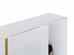Discount Vente-unique Zapatero con 4 compartimentos abatibles y 2 nichos - Blanco y dorado - MARZIALO Blanco / Dorado