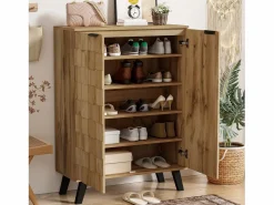 Merax Zapatero con 5 compartimentos - 80,5 x 35 x 109,5 cm - estantes regulables - Tablero de partículas - Color madera