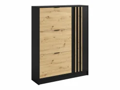 Outlet Vente-unique Zapatero con 1 puerta y 3 compartimentos abatibles - Natural y Negro - JANAKIA Negro / Color natural claro