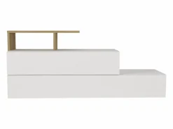 Vente-unique Zapatero con 2 puertas y 1 estante - Blanco y Natural - DAVISTA