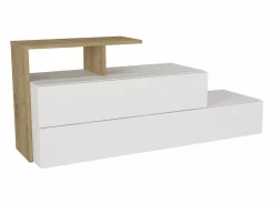 Vente-unique Zapatero con 2 puertas y 1 estante - Blanco y Natural - DAVISTA