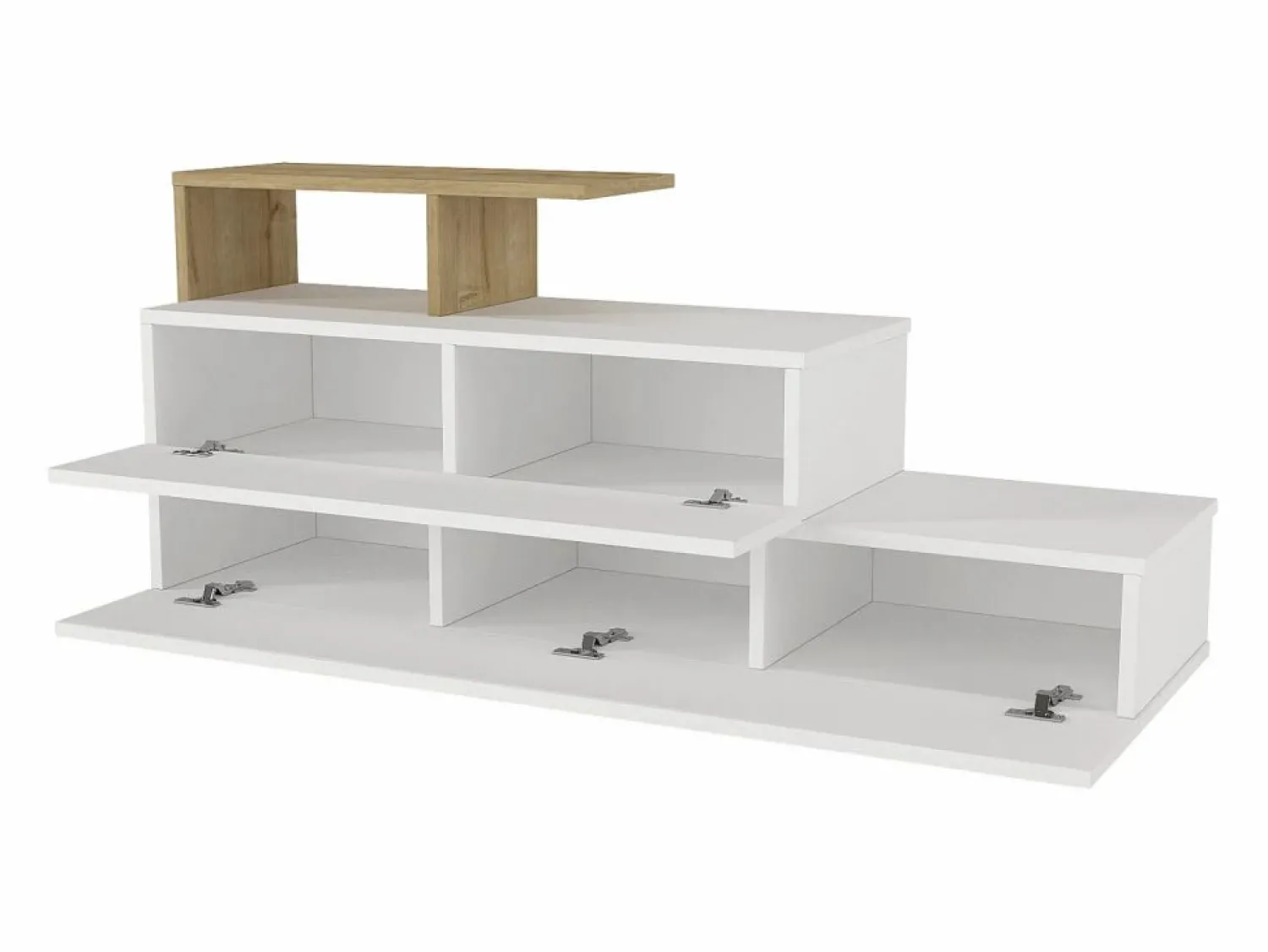 Vente-unique Zapatero con 2 puertas y 1 estante - Blanco y Natural - DAVISTA