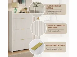 Sale Zapatero con 3 puertas y 2 cajones, estante zapatero basculante, 77 x 24 x 133,5 cm, Zapatero|Mueble De Almacenaje
