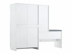 Hot Zapatero con asiento acolchado - 3 puertas, 1 cajón - almacenamiento abierto - Blanco