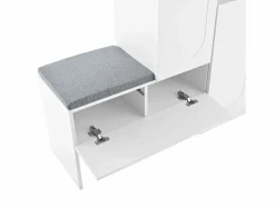 Hot Zapatero con asiento acolchado - 3 puertas, 1 cajón - almacenamiento abierto - Blanco