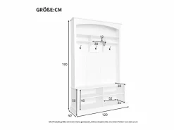 Outlet Merax Zapatero con banco, 2 estantes para zapatos y perchero - 120 x 40 x 190 cm - Tablero de partículas - Blanco