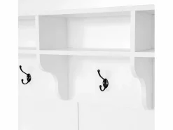 Outlet Merax Zapatero con banco, 2 estantes para zapatos y perchero - 120 x 40 x 190 cm - Tablero de partículas - Blanco